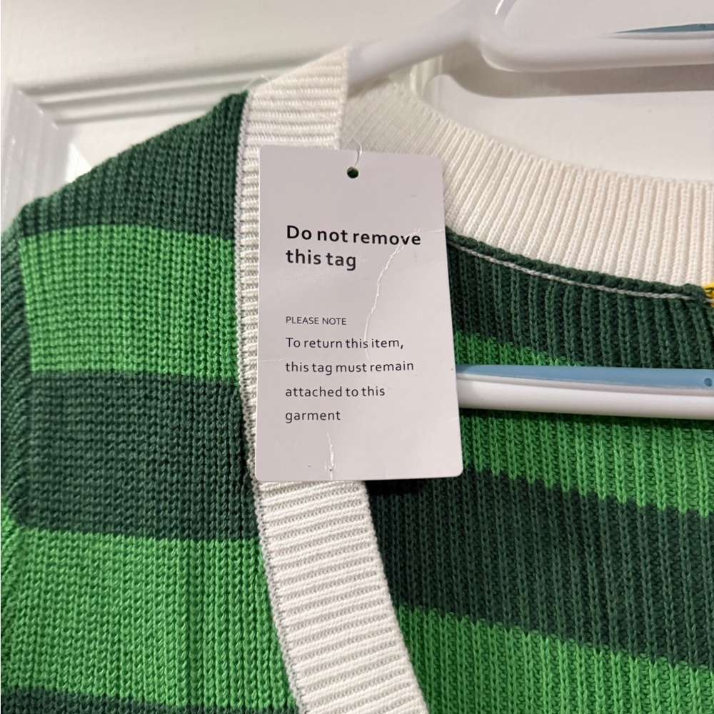 Striped Green and Yellow Knit Dress M NWT - Picture 3 of 3